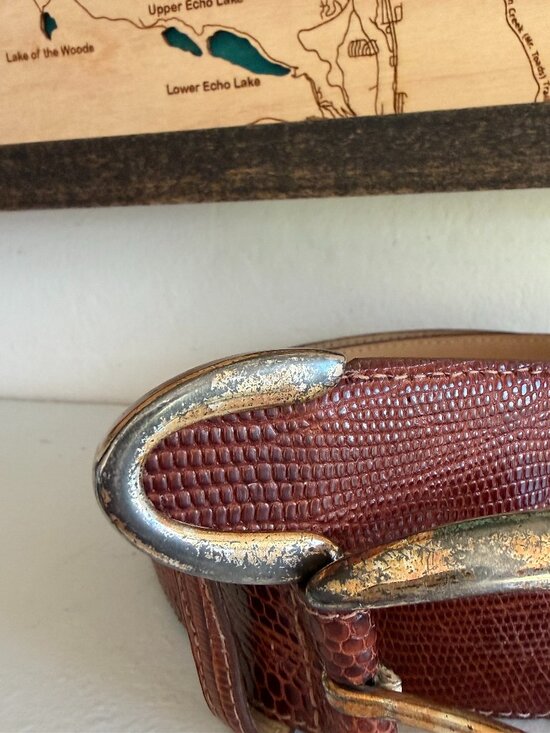 Vintage Nine West genuine leather lizzard texture adjustable caramel brown len main image 9